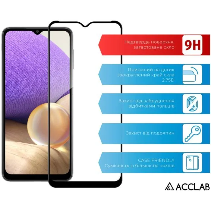 Стекло защитное ACCLAB Full Glue Samsung A32 5G Black (1283126549281) изображение 3