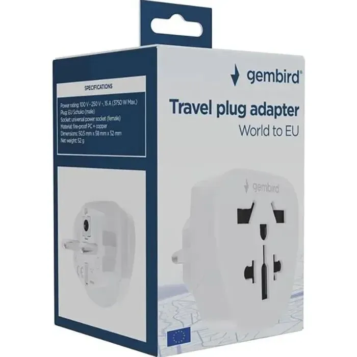 Перехідник US/UK/AU/CN/JP to EU 15 А Gembird (A-AC-EUMINTF) зображення 7