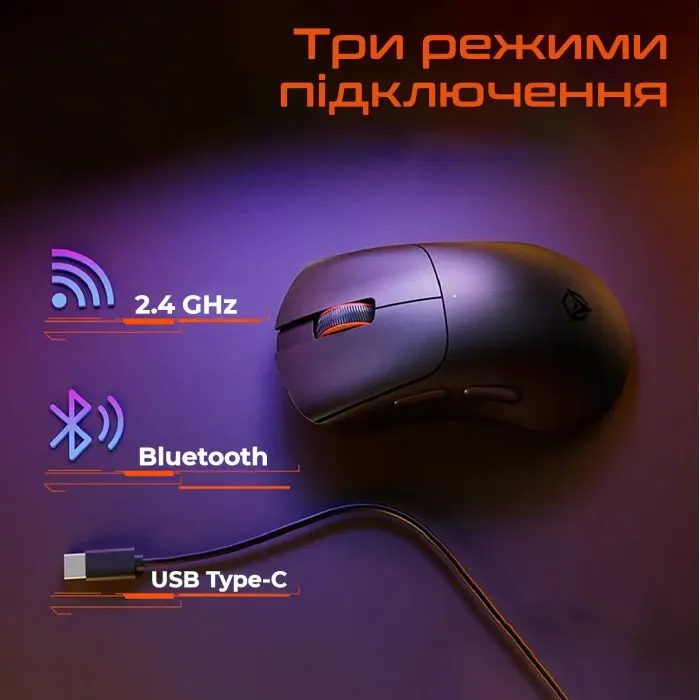 Мишка Meetion MT-GW13-A Wireless/Bluetooth/USB Black (MT-GW13-A) зображення 3