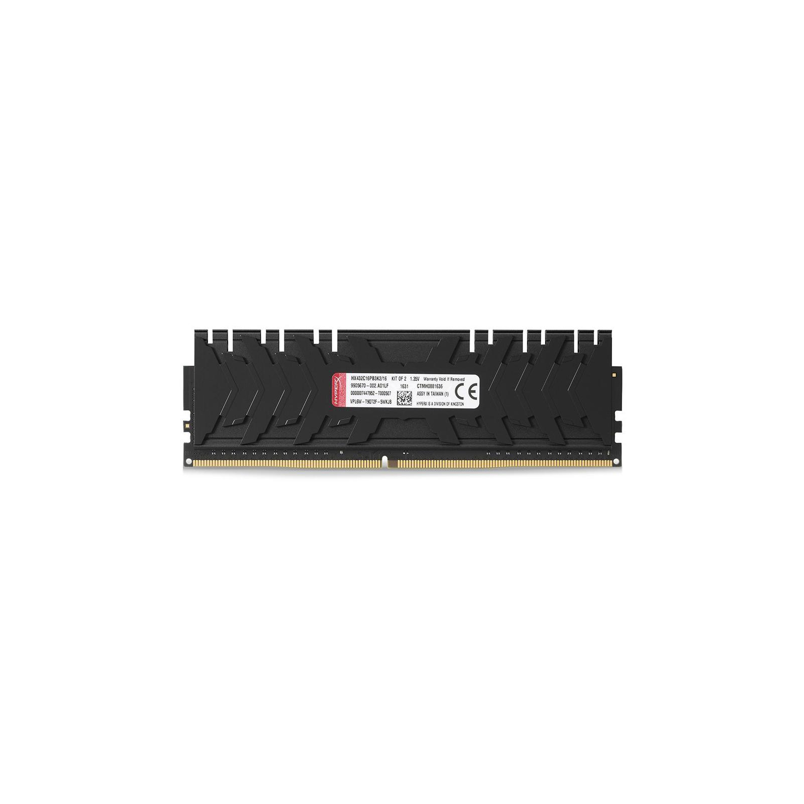 Модуль пам'яті для комп'ютера DDR4 16GB (2x8GB) 3200 MHz HyperX Predator Black Kingston Fury (ex.HyperX) (HX432C16PB3K2/16) зображення 4