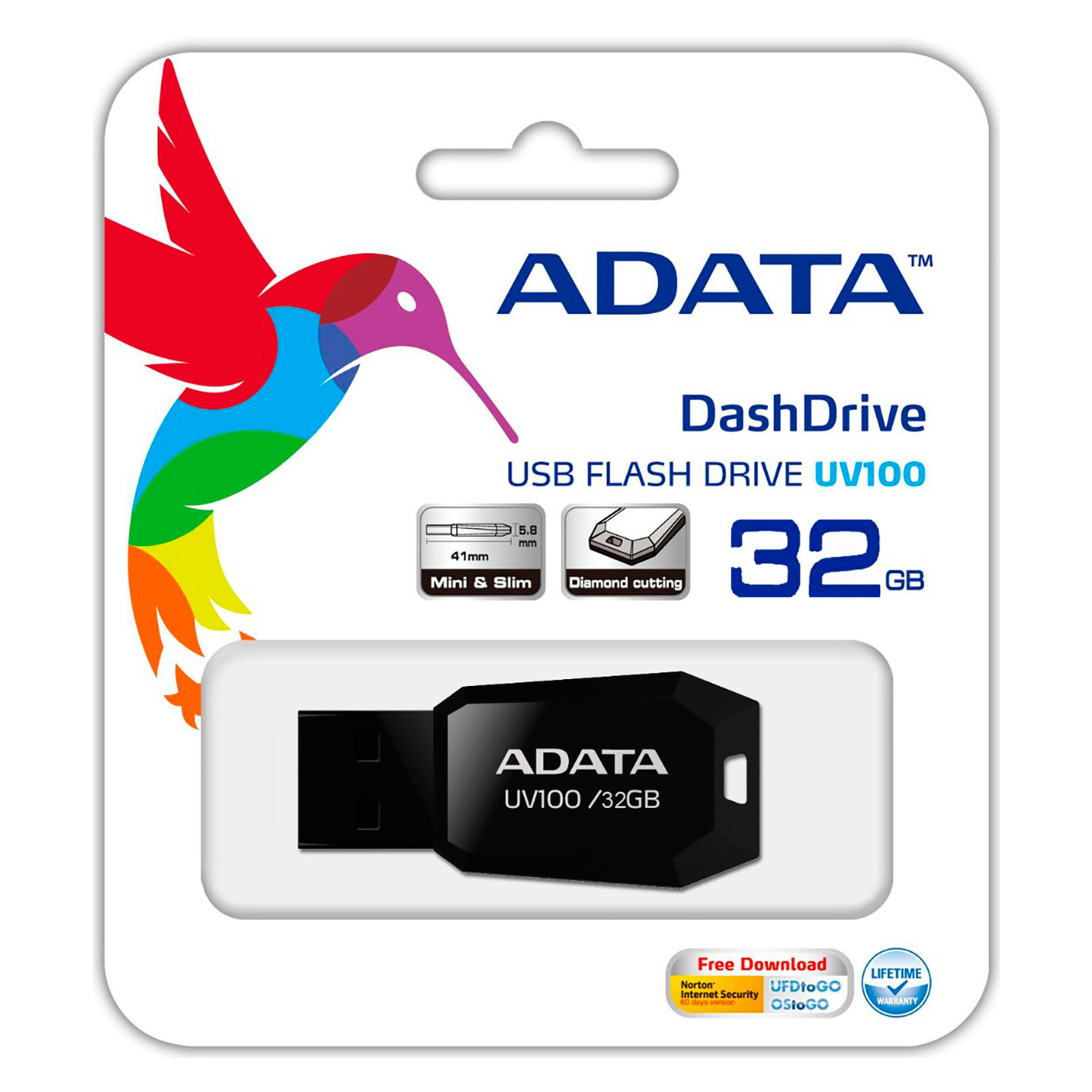 USB флеш накопитель ADATA 16GB DashDrive UV100 Black USB 2.0 (AUV100-16G-RBK) изображение 4