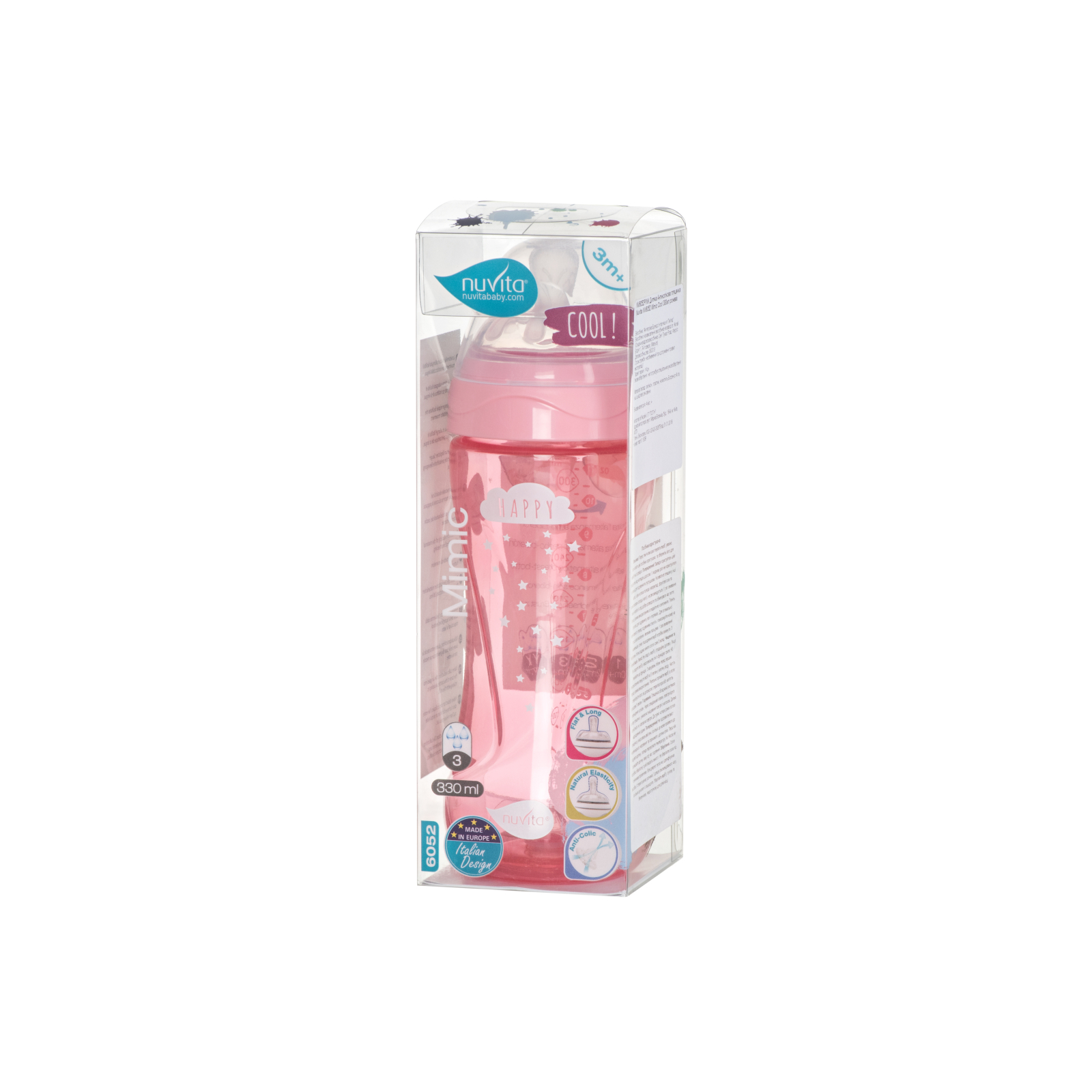 Бутылочка для кормления Nuvita Mimic Cool 330 мл розовая (NV6052PINK) изображение 2