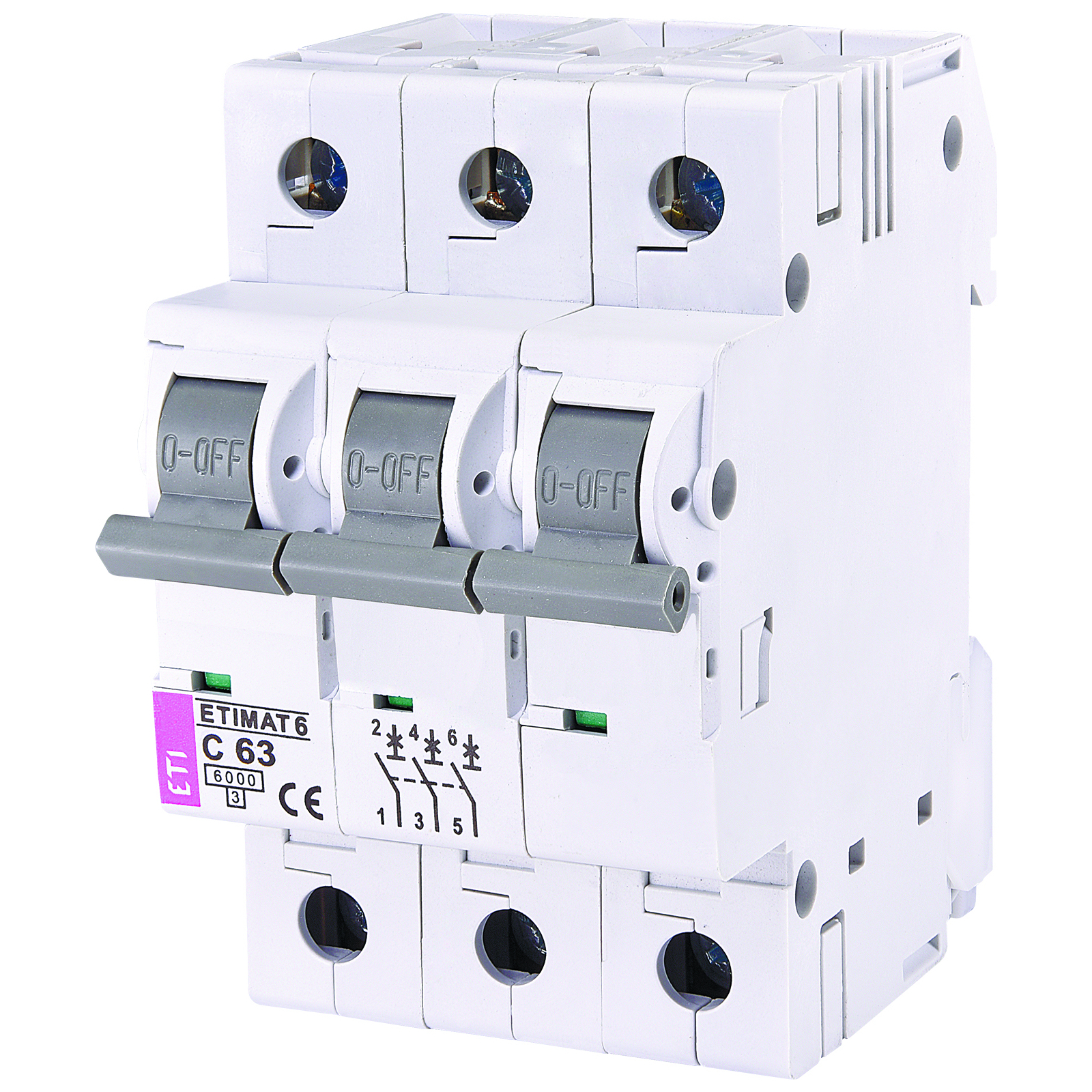 Автоматический выключатель ETI Выключатель автоматический ETIMAT 6 3p C 63А (6 kA) (2145522)
