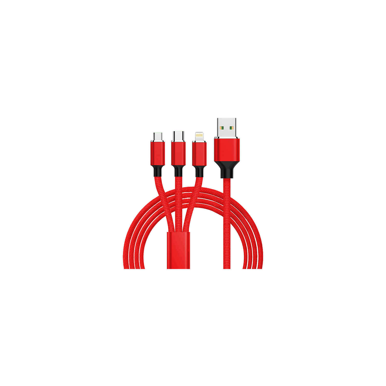 Дата кабель USB 2.0 AM to Lightning + Micro 5P + Type-C 1.2m red XoKo (SC-330-RD)