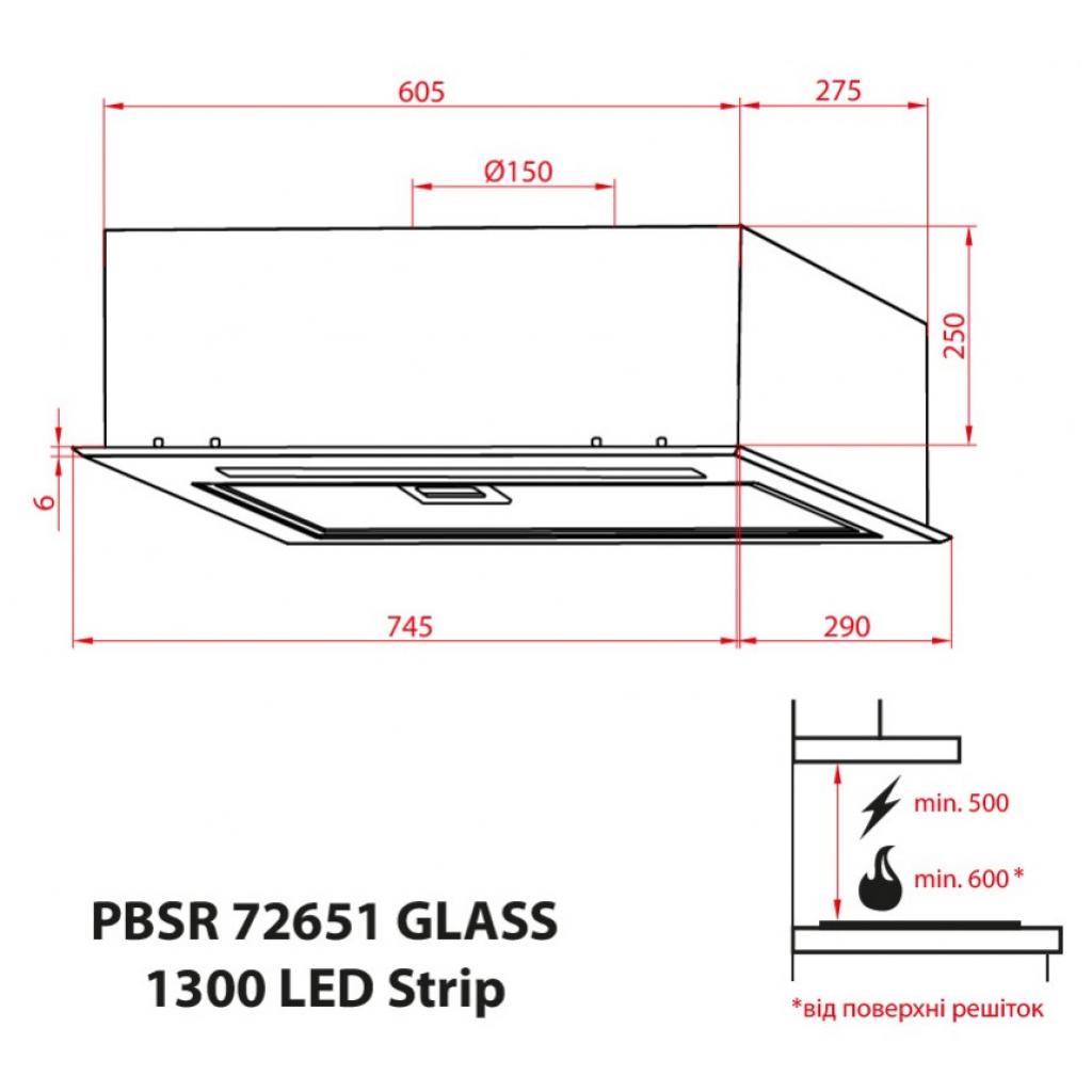 Вытяжка кухонная Weilor PBSR 72651 GLASS BL 1300 LED Strip изображение 12