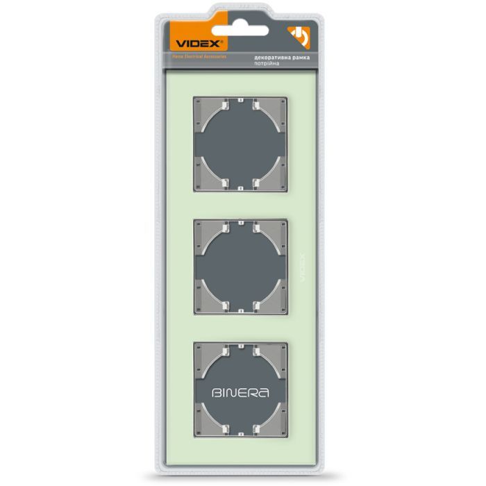Рамка Videx BINERA зеленое стекло 3 поста (VF-BNFRG3H-GR)
