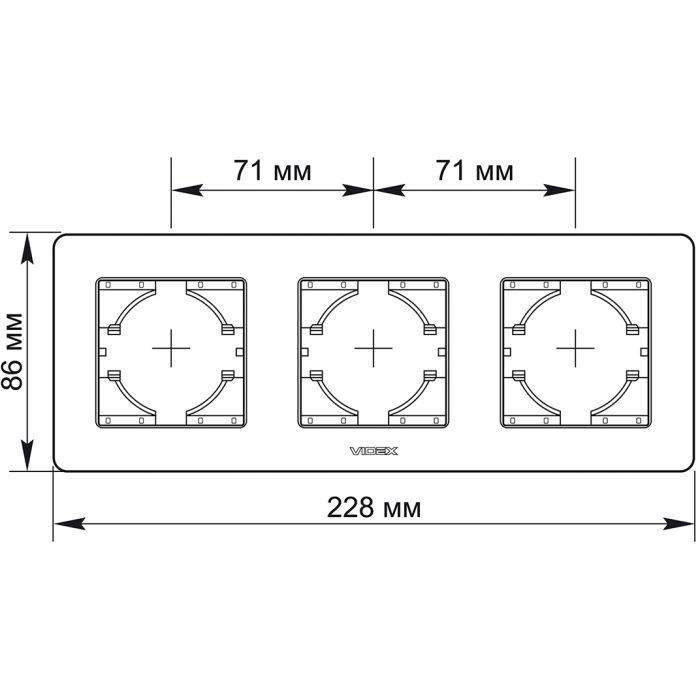 Рамка Videx BINERA зеленое стекло 3 поста (VF-BNFRG3H-GR) изображение 3