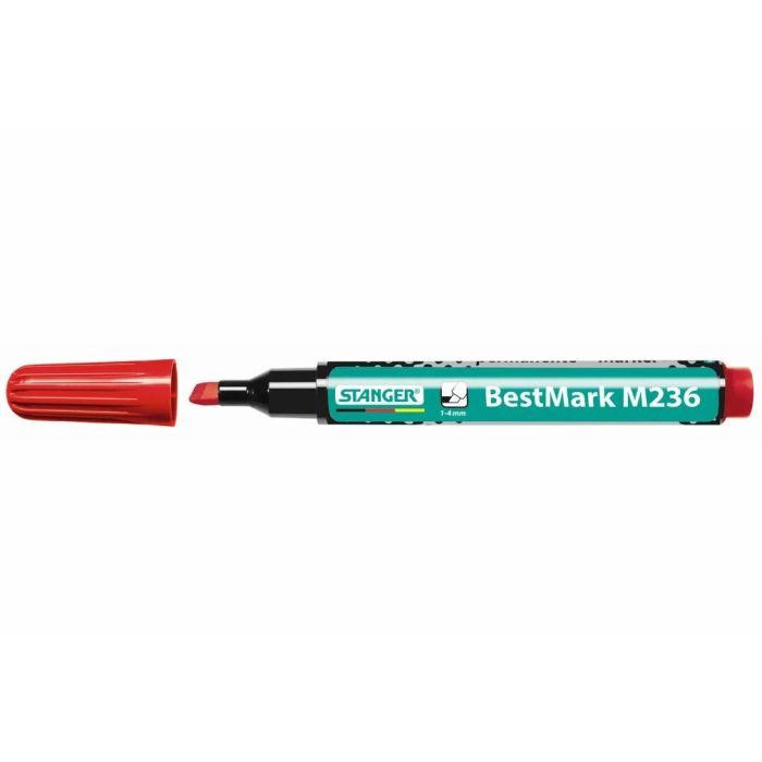 Маркер Stanger Permanent водостойкий клин. наконечник красный 1-4 мм (712006)