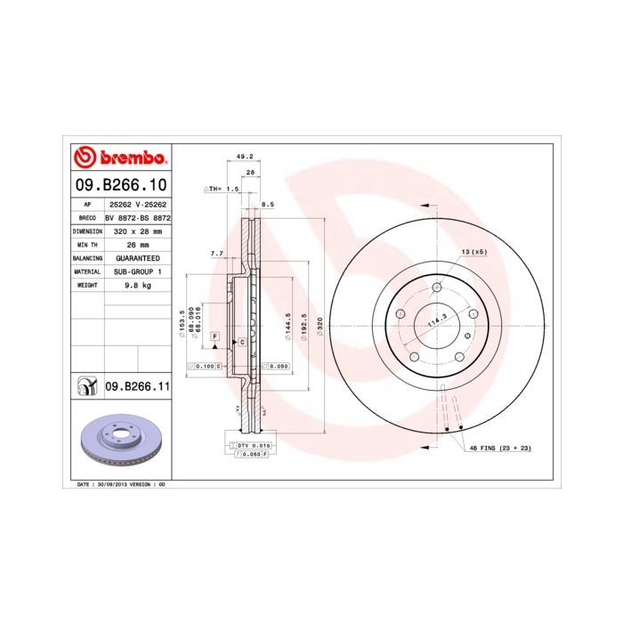 Тормозной диск Brembo 09.B266.11