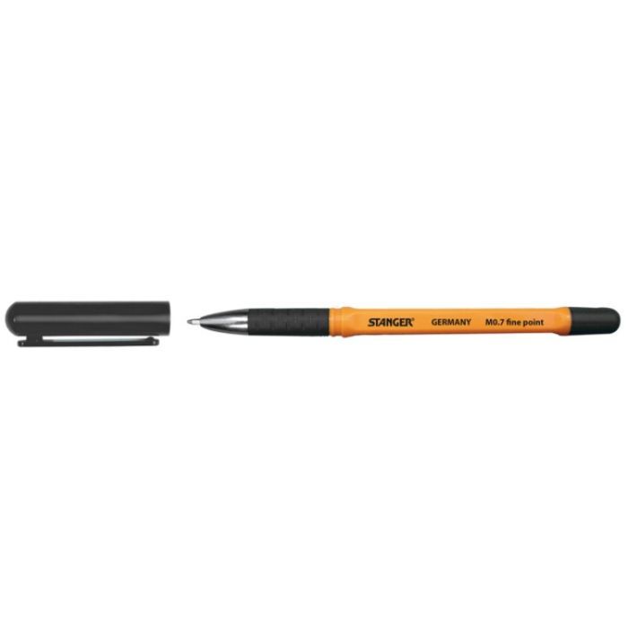 Ручка шариковая Stanger 0,7 мм, с грипом, черная Fine point (18000300055)