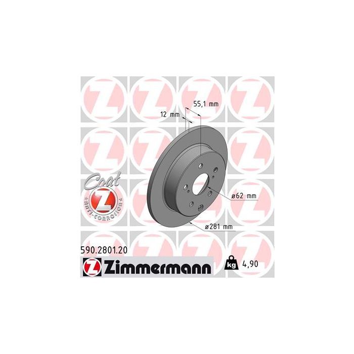 Тормозной диск ZIMMERMANN 590.2801.20