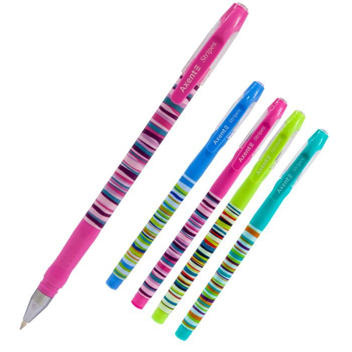 Ручка шариковая Axent Stripes 0,5 мм синяя mix 4 дизайна (AB1049-10-A)