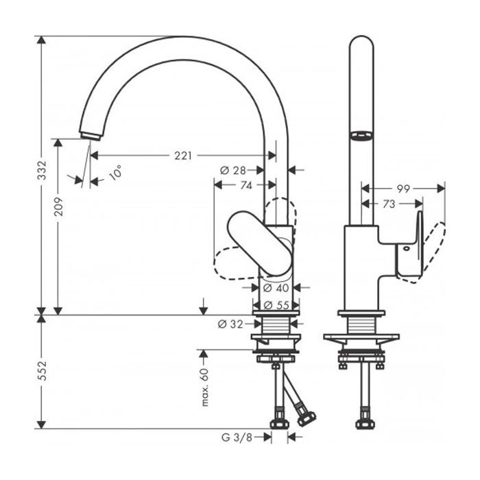 Змішувач Hansgrohe Vernis Blend M35 д/кухні, хром (71870000) зображення 2