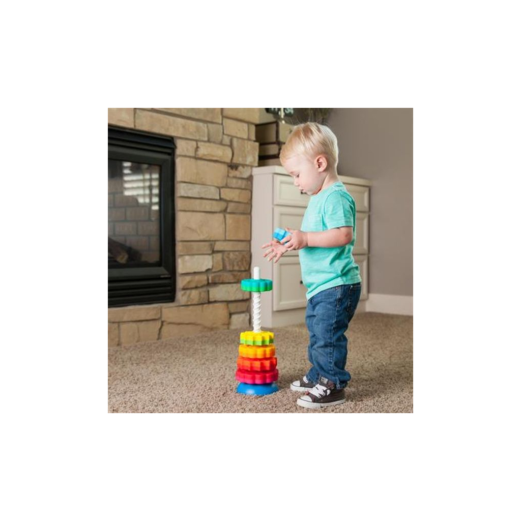 Розвиваюча іграшка Fat Brain Toys Пірамідка гвинтова тактильна SpinAgain (F110ML) зображення 5