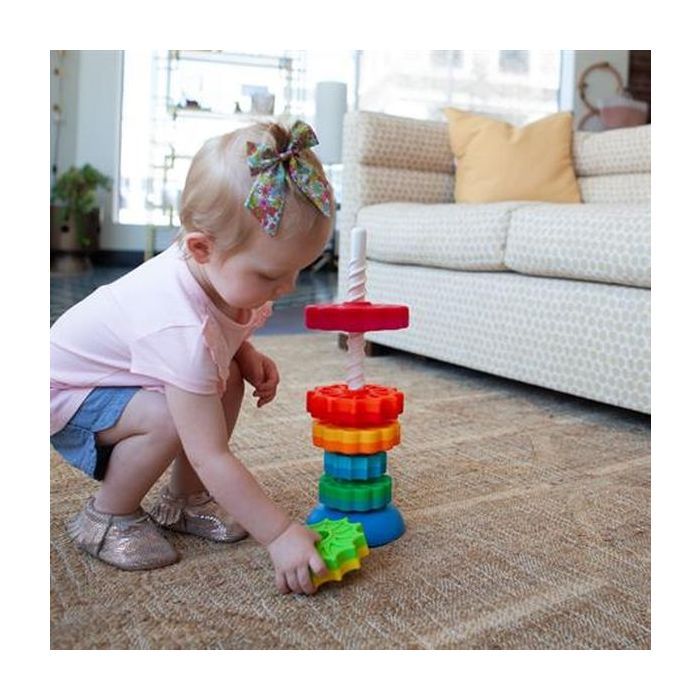 Розвиваюча іграшка Fat Brain Toys Пірамідка гвинтова тактильна SpinAgain (F110ML) зображення 6