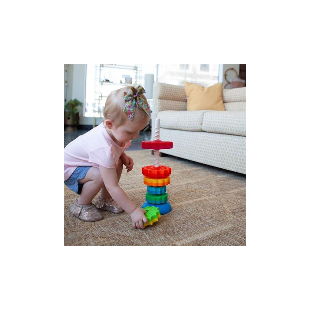 Розвиваюча іграшка Fat Brain Toys Пірамідка гвинтова тактильна SpinAgain (F110ML) зображення 6