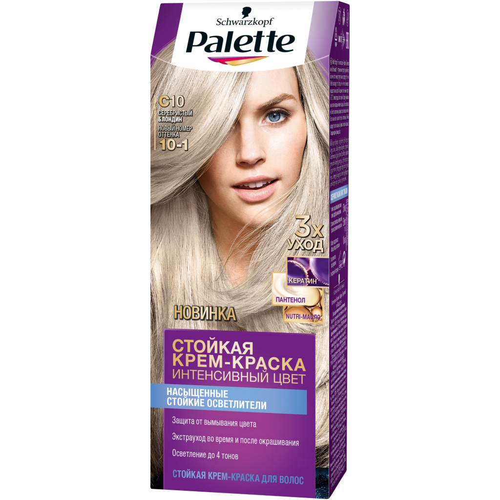 Краска для волос Palette 10-1 Серебристый блондин 110 мл (3838905551665)