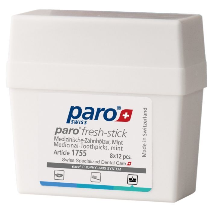 Зубочистки Paro Swiss fresh-sticks Медичні середнього розміру з ментолом 96 шт. (7610458017555)