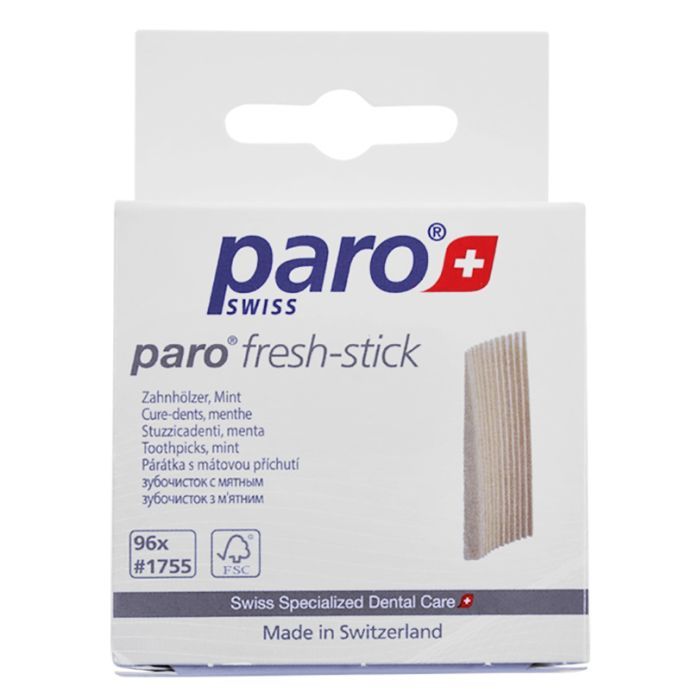 Зубочистки Paro Swiss fresh-sticks Медицинские среднего размера с ментолом 96 шт. (7610458017555)