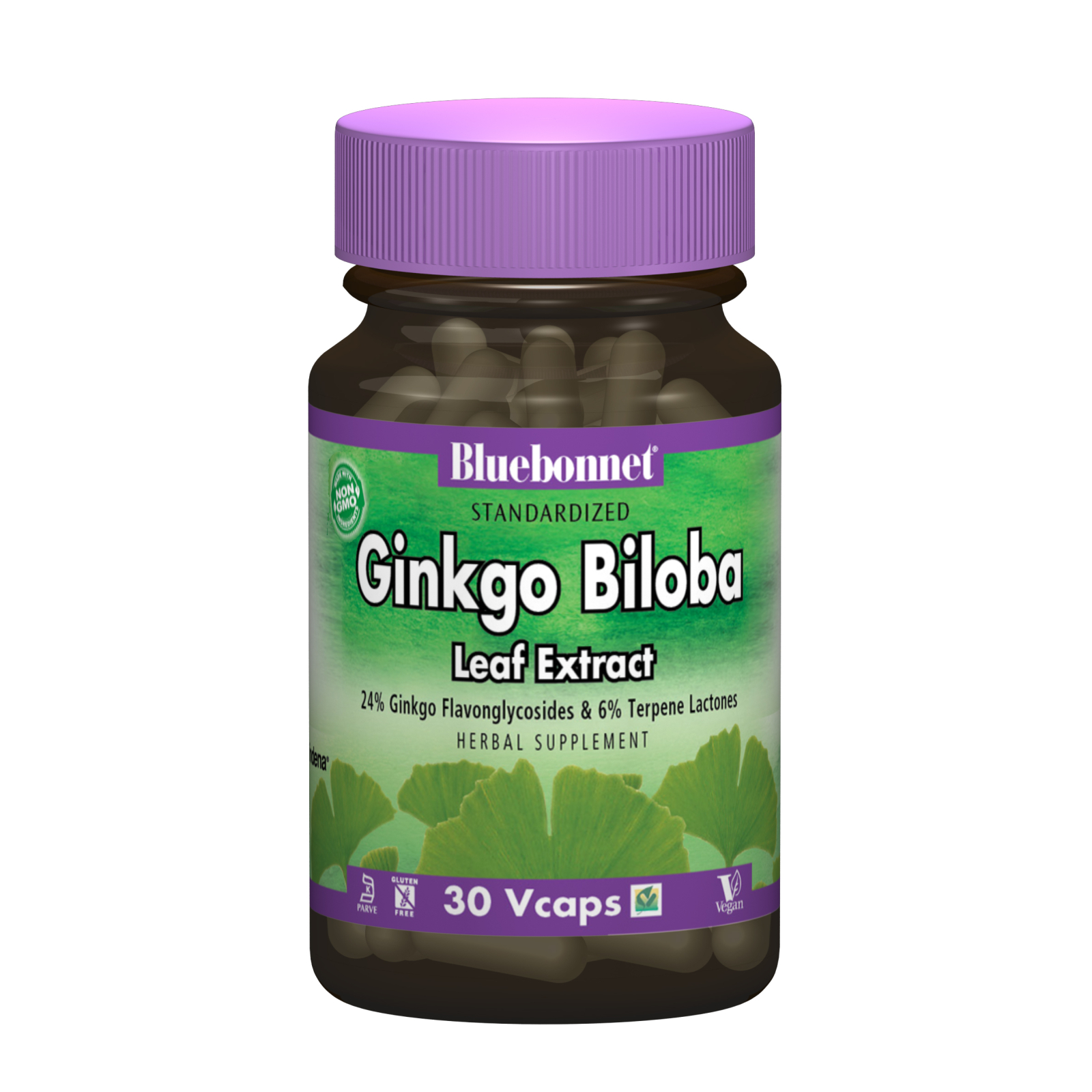 Трави Bluebonnet Nutrition Екстракт листя гінкго білоба, Ginkgo Biloba Leaf Extract, 30 (BLB1360)