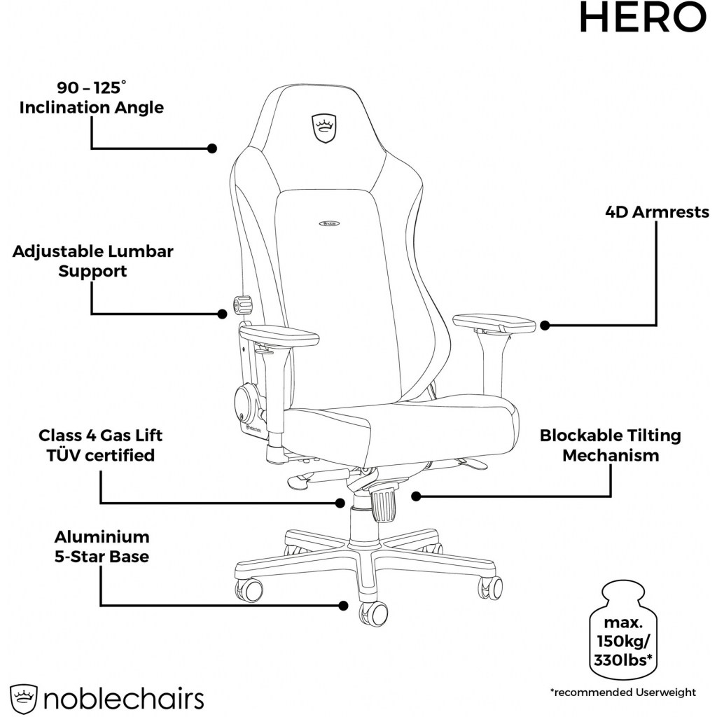 Кресло игровое Noblechairs Hero Doom Edition (NBL-HRO-PU-DET) изображение 10