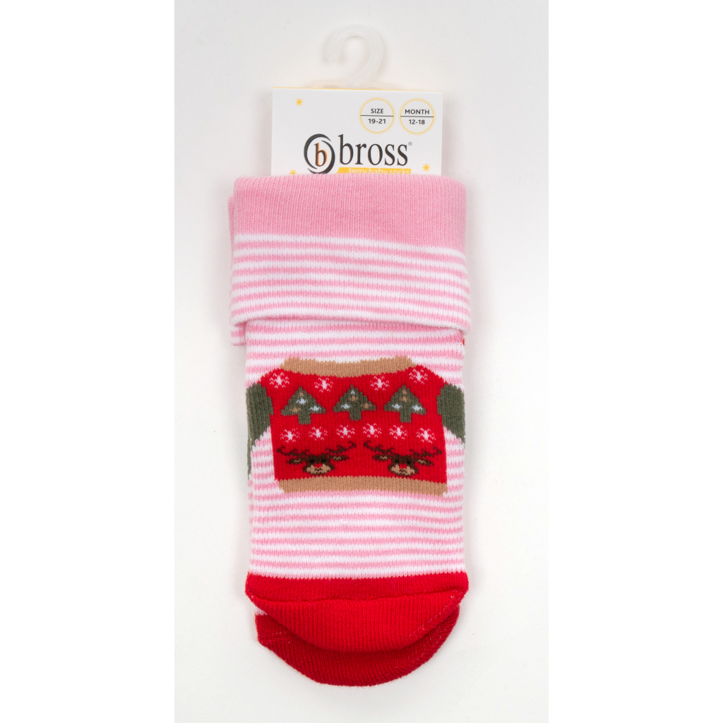 Носки детские Bross махровые в полосочку (22690-1-2G-pink) изображение 3