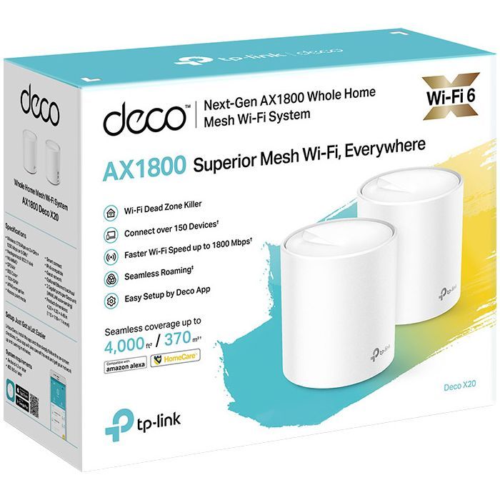 Точка доступа Wi-Fi TP-Link DECO X20 2PK AX1800 1xGE LAN 1xGE WAN MU-MIMO OFDMA MESH (DECO-X20-2-PACK) изображение 6