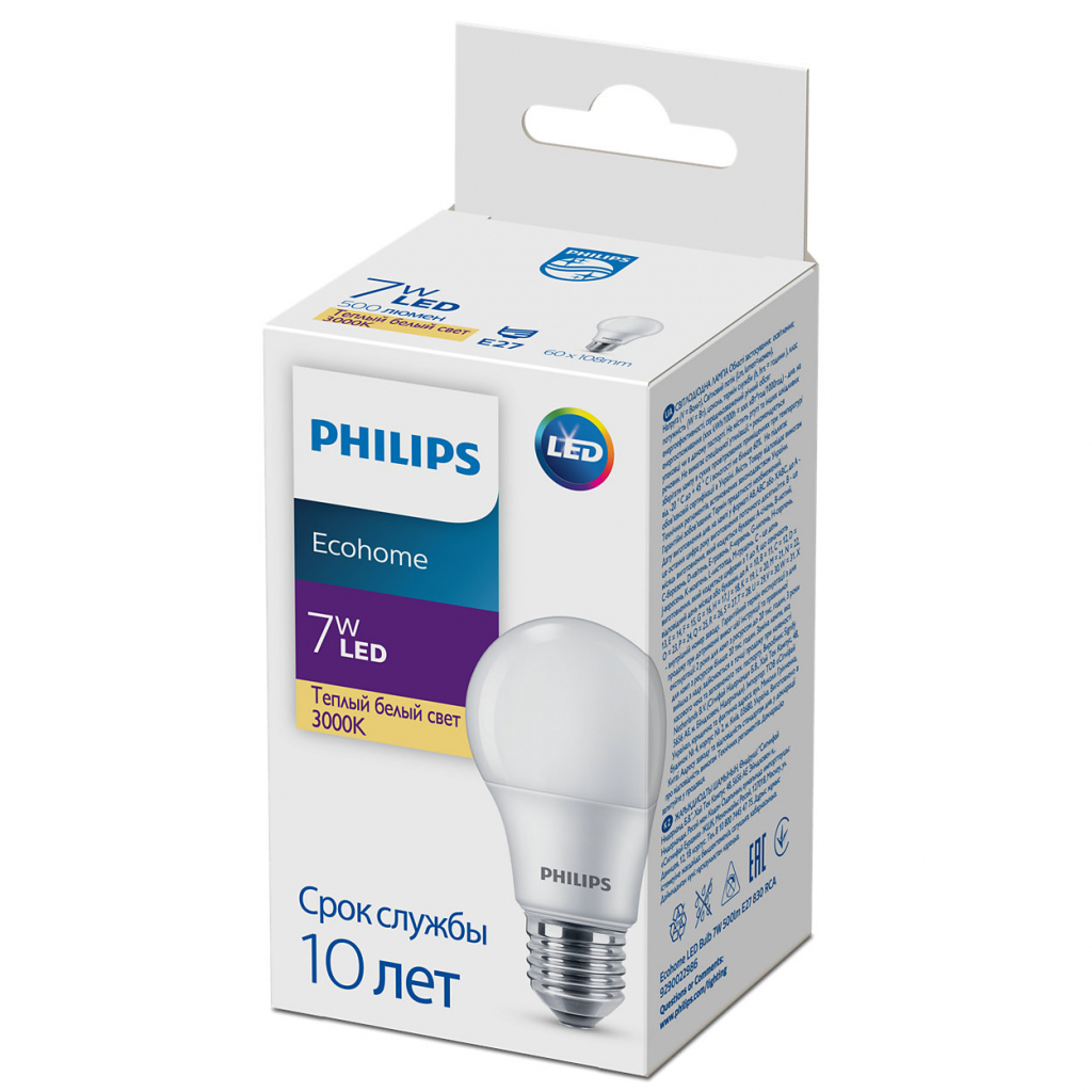 Лампочка Philips Ecohome LED Bulb 7W 500lm E27 830 RCA (929002298617) изображение 2