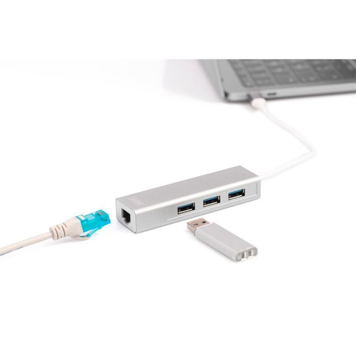Концентратор Digitus USB-C - USB 3.0 3 Port Hub + Gigabit Ethernet (DA-70255) изображение 4