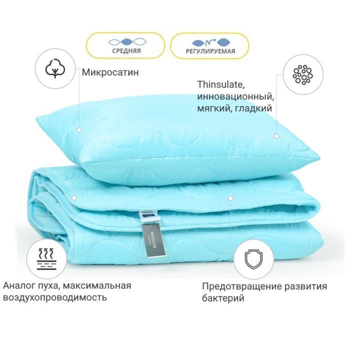 Ковдра MirSon Набір 3M Thinsulate Всесезонний №1667 Eco Light Blue Ковдра (2200002657440) зображення 2