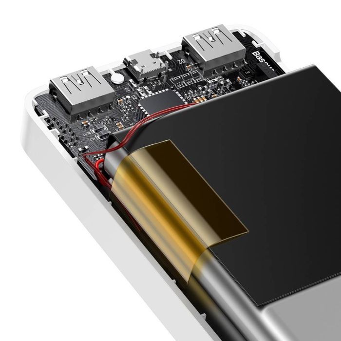 Батарея універсальна Baseus Bipow 20000mAh, 15W, USB-C/3A, 2*USB-A/3A(max.), +cable, white (PPBD050102) зображення 6