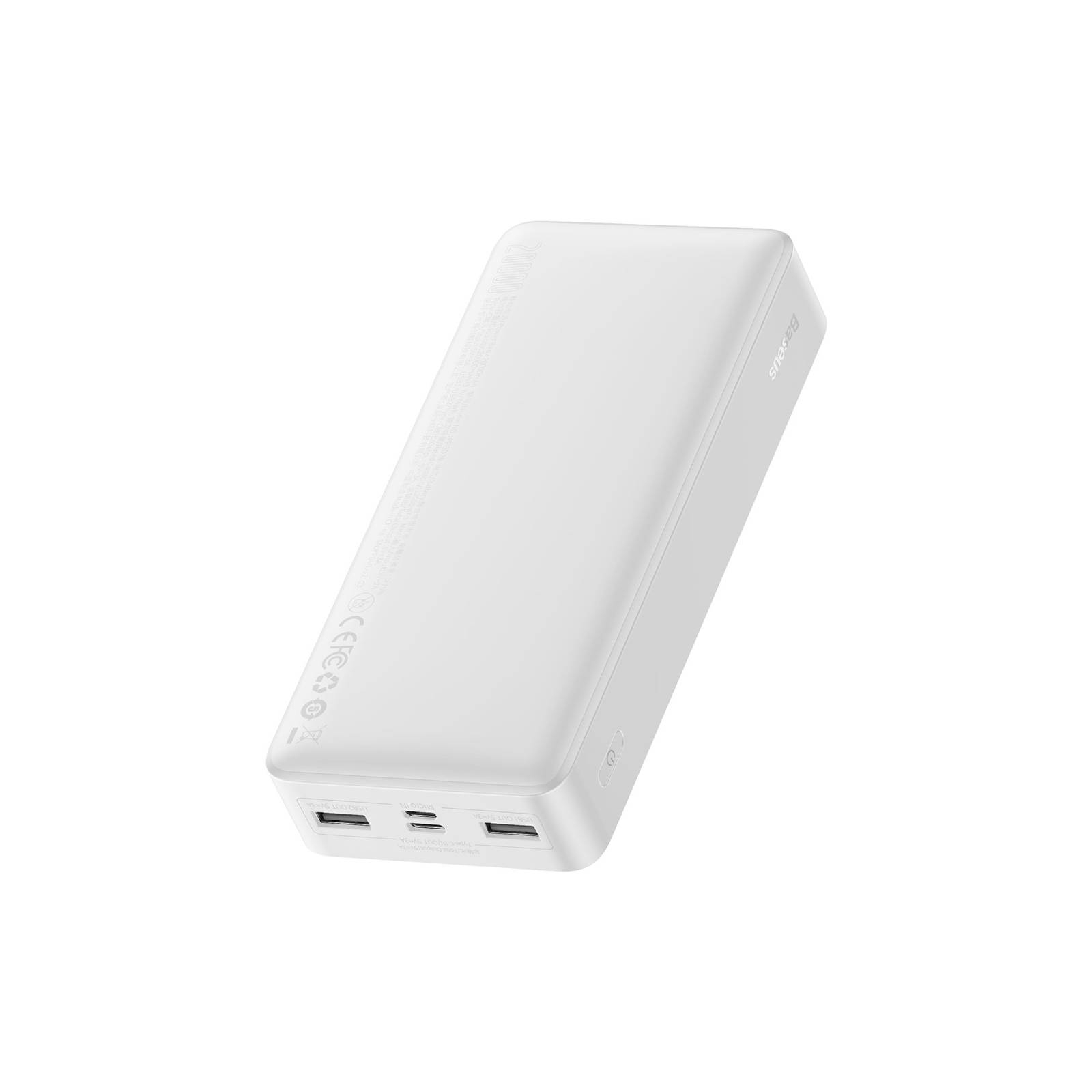 Батарея универсальная Baseus Bipow 20000mAh, 15W, USB-C/3A, 2*USB-A/3A(max.), +cable, white (PPBD050102)
