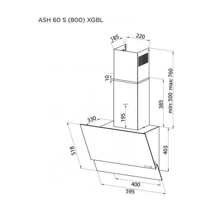 Витяжка кухонна Pyramida ASH 60 S (800) GBL зображення 9