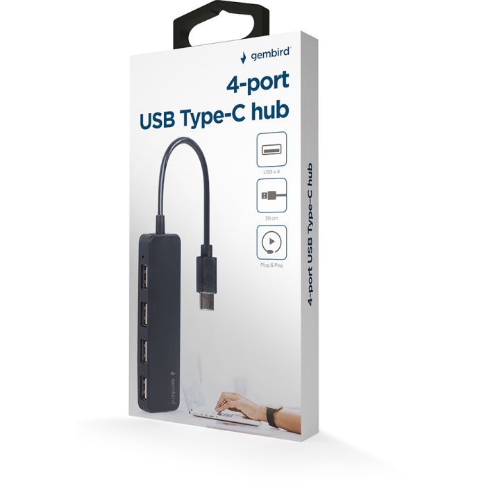 Концентратор Gembird USB-C 4 ports USB 2.0 black (UHB-CM-U2P4-01) зображення 3