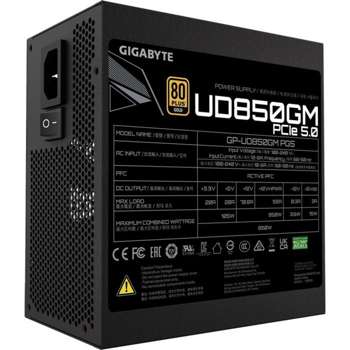 Блок питания GIGABYTE 850W (GP-UD850GM PG5) изображение 5
