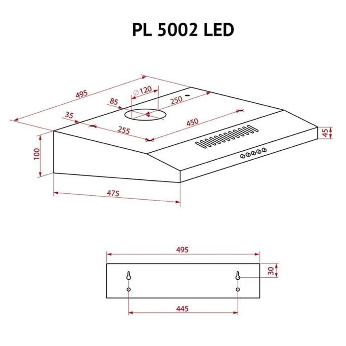 Витяжка кухонна Perfelli PL 5002 W LED зображення 10