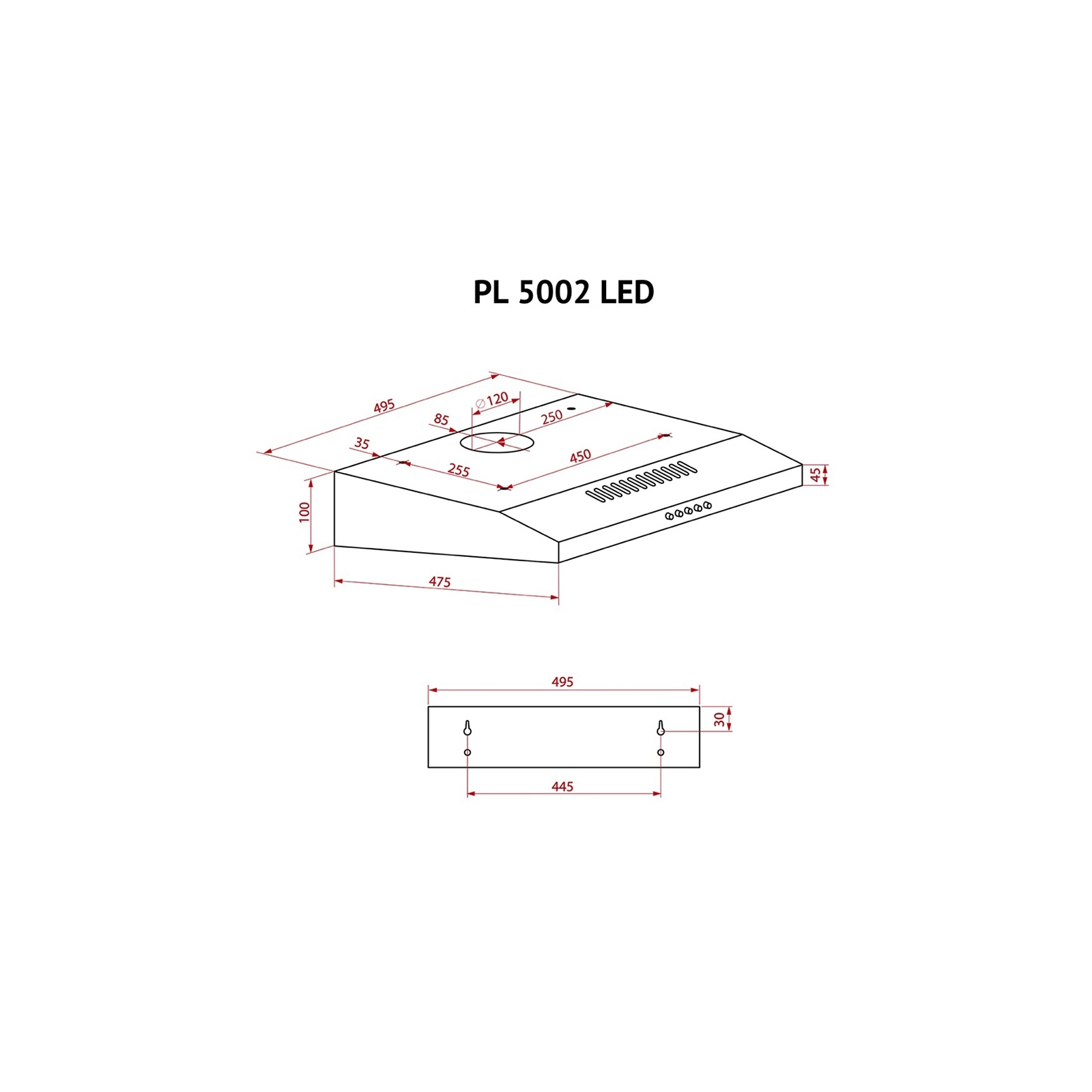 Вытяжка кухонная Perfelli PL 5002 W LED изображение 10