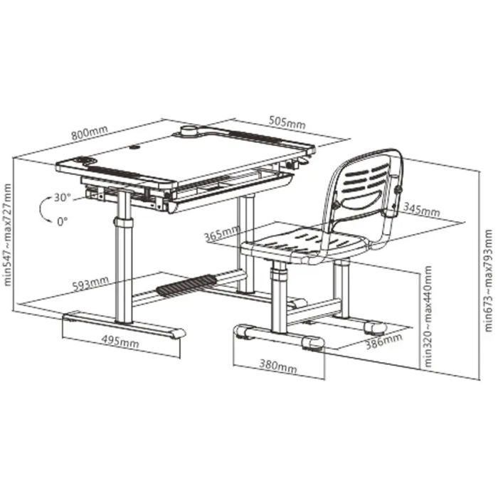 Парта со стулом FunDesk Littonia Grey (222529) изображение 10