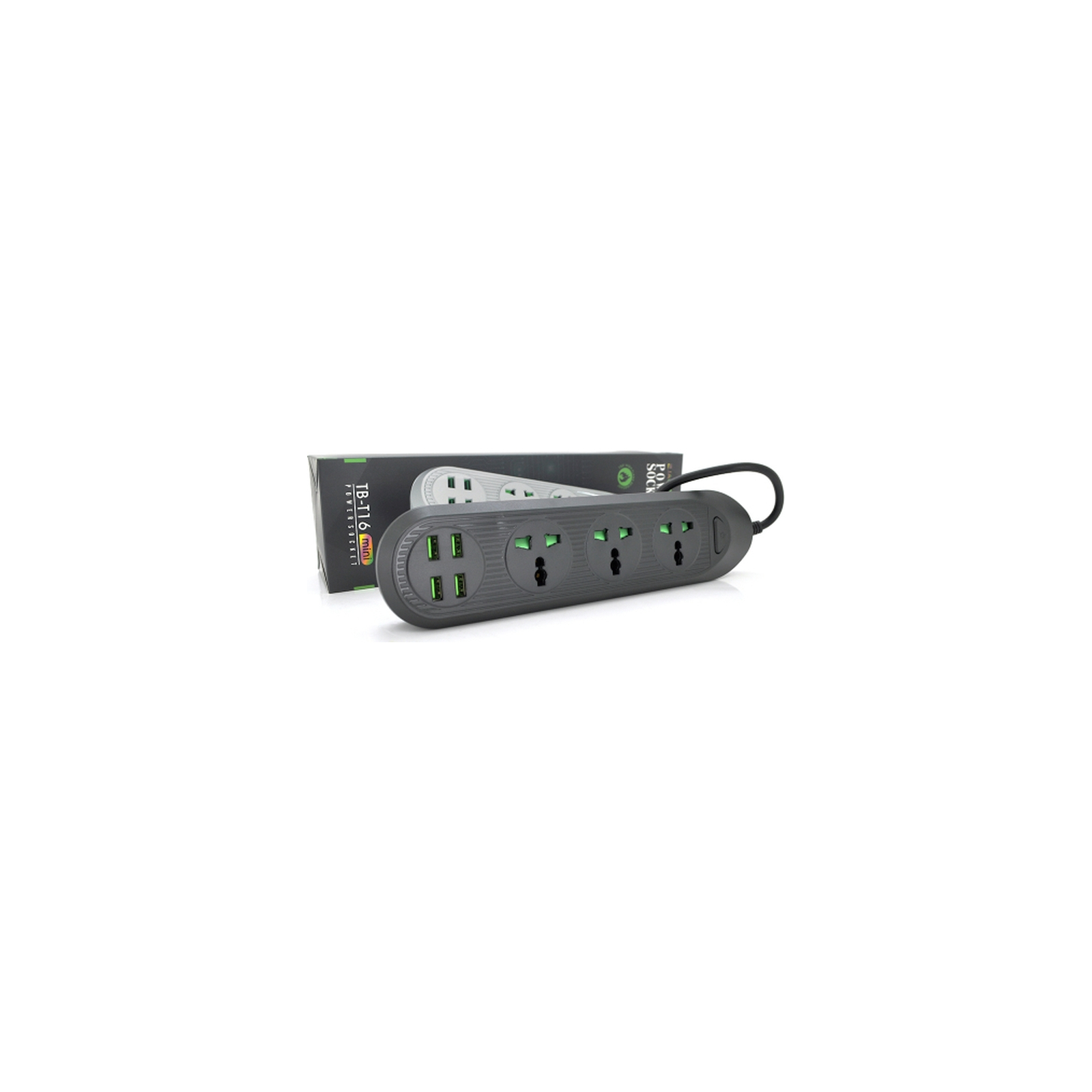 Сетевой фильтр питания Voltronic TВ-Т16mini, 3роз, 4*USB Black (ТВ-Т16mini-Black) изображение 2