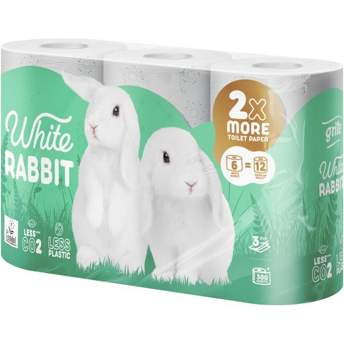 Туалетная бумага Grite White Rabbit 3 слоя 300 отрывов 4 рулона (4770023351934)