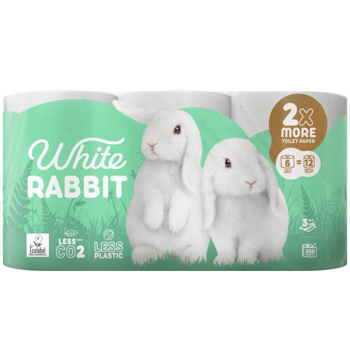Туалетная бумага Grite White Rabbit 3 слоя 300 отрывов 4 рулона (4770023351934) изображение 2