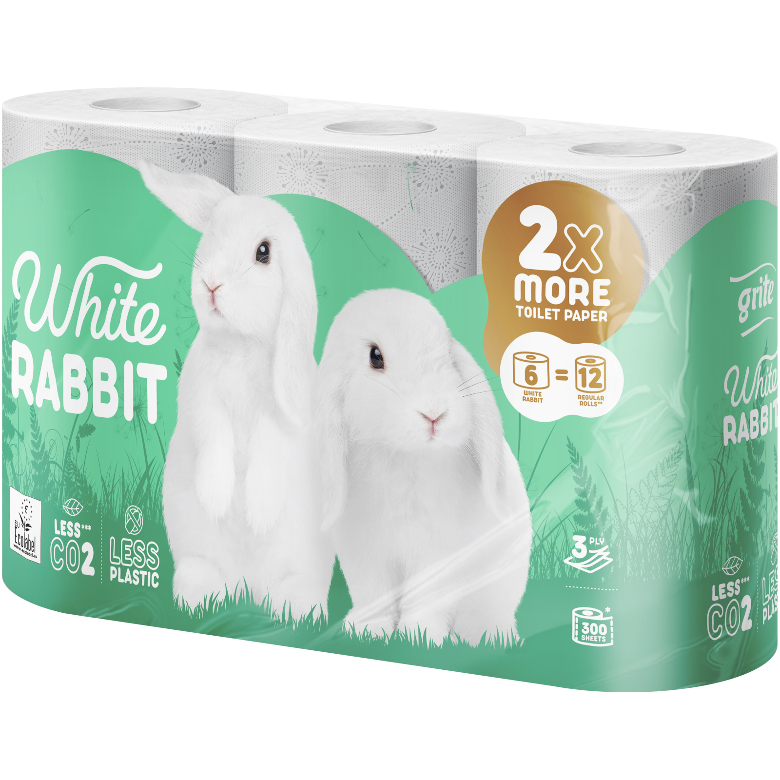 Туалетний папір Grite White Rabbit 3 шари 6 рулонів (4770023346046)