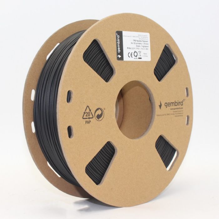 Пластик для 3D-принтера Gembird TPE, 1.75 мм, Black, 1kg (3DP-TPE1.75-01-BK) зображення 2