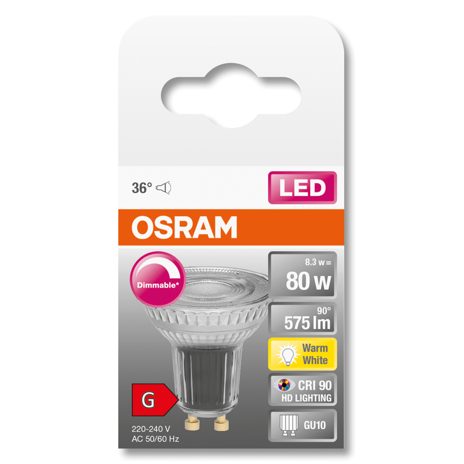 Лампочка Osram LED PAR16 DIM 80 36 8,3W/927 230V GU10 (4058075433663) зображення 5