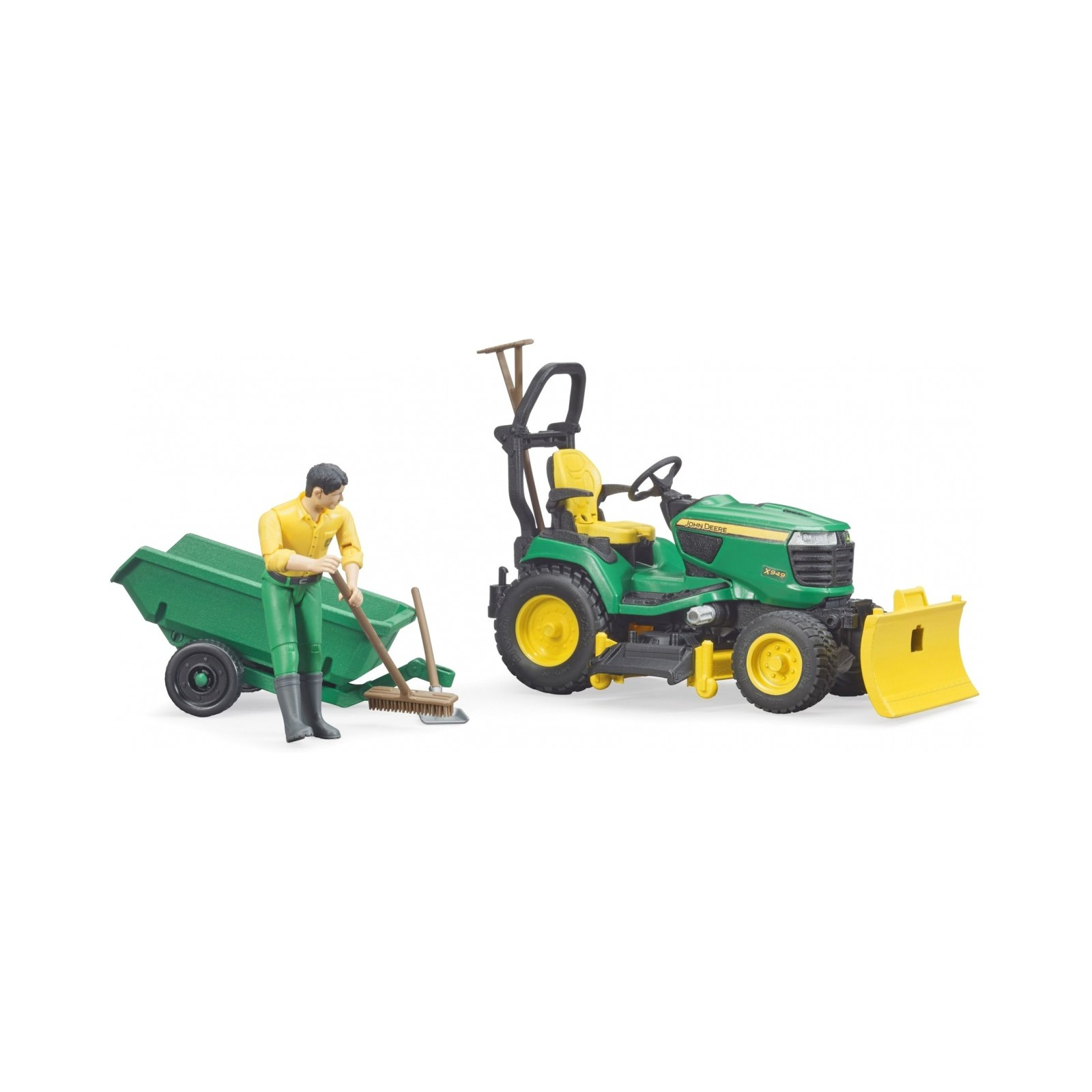Спецтехника Bruder садовый трактор John Deere с прицепом и фигуркой садовода (62104) изображение 2