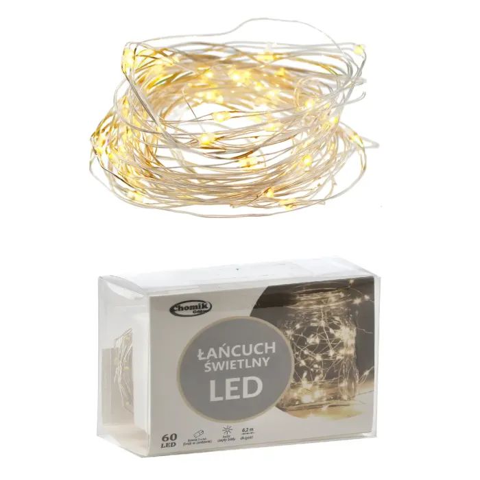 Гирлянда Chomik Гірлянда-струна 6,2 м, 60 LED теплий білий, 3АА батар., ІР44 (5900779802650) изображение 4