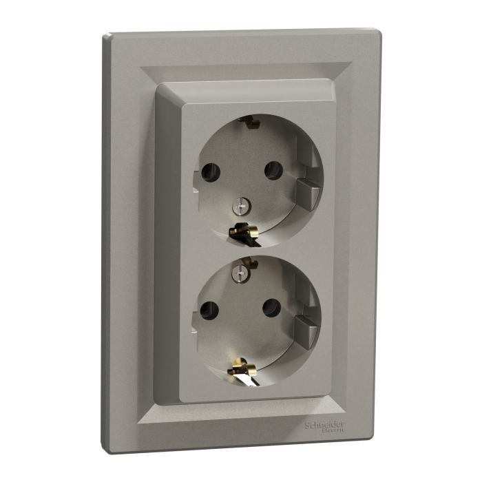 Розетка Schneider Electric ASFORA с заземлением двойная крем 16А (EPH9900123) изображение 2