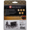 Лайнер Sakura Набор Pigma Micron Black&Gold, 12 шт.(003-12, brush, PN), Черный (8712079459352) изображение 3
