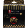 Лайнер Sakura Набор Pigma Micron Black&Gold, 12 шт.(003-12, brush, PN), Черный (8712079459352)