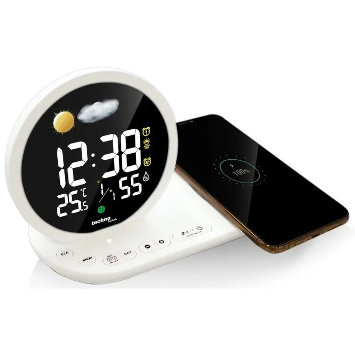 Настольные часы Technoline Wireless Mobile Charging White (DAS302479) изображение 2